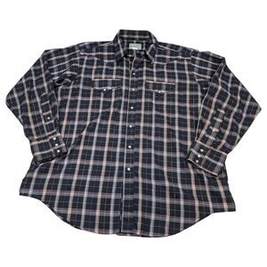 Rockmount Ranch Wear Shirt Mens 17 1/2 - 35 Black Plaid Pearl‎ Snap USA Made